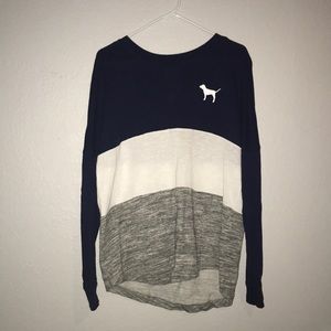 Dark Blue,Gray & White Long sleeve PINK Shirt